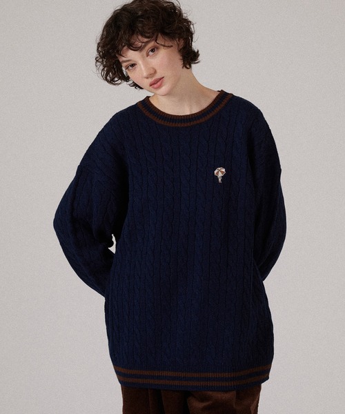 ONCILY（オンシェリー） セーター ニット ONE POINT LOGO CABLE KNIT