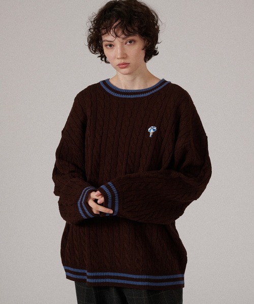 ONCILY（オンシェリー） セーター ニット ONE POINT LOGO CABLE KNIT
