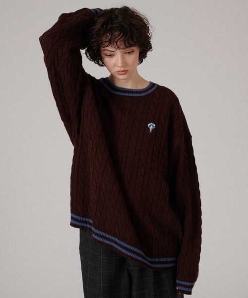 ONCILY（オンシェリー） セーター ニット ONE POINT LOGO CABLE KNIT