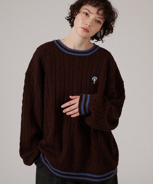 ONCILY（オンシェリー） セーター ニット ONE POINT LOGO CABLE KNIT