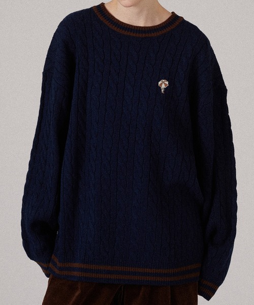 ONCILY（オンシェリー） セーター ニット ONE POINT LOGO CABLE KNIT