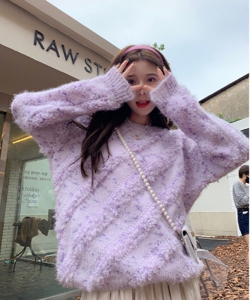 gossip!ロサンゼルス ニット セーター フリンジジャガードカジュアル