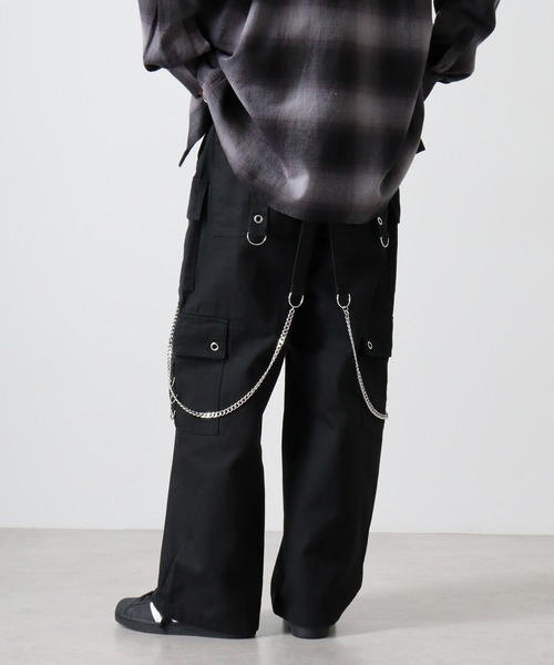 RE730 カーゴパンツ Chain belt wide cargo pants /チェーンベルト