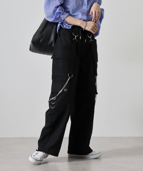 RE730 カーゴパンツ Chain belt wide cargo pants /チェーンベルト