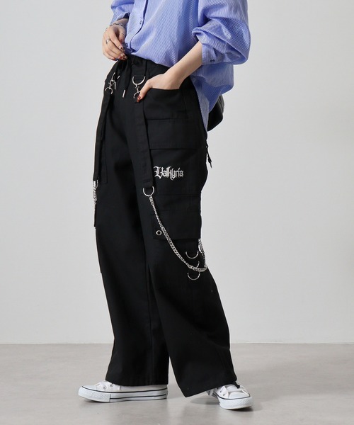 RE730 カーゴパンツ Chain belt wide cargo pants /チェーンベルト