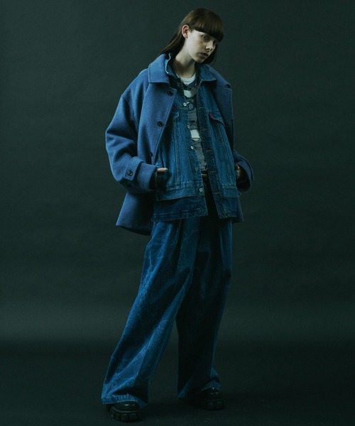 「AIVER」 ステンカラーコート LARGE ダークグレー メンズ_画像3