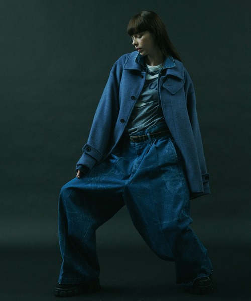 「AIVER」 ステンカラーコート LARGE ダークグレー メンズ_画像4