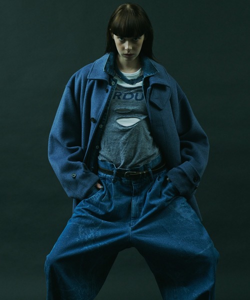 「AIVER」 ステンカラーコート LARGE ダークグレー メンズ_画像5