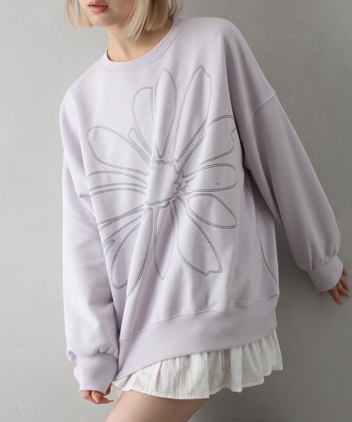 MONのトレーナ SpRay トレーナー スウェット BIGフラワー刺繍スウェット