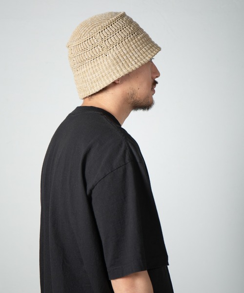 【数回着用】Niche Crochet Hat ニット帽 VA Top Button Knit Crochet Bucket Hat Brown | ファッション