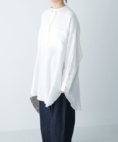 【24ss】 かぐれ リネンチュニックシャツ オーバーサイズ ブラウス F 美品 24ss】 かぐれ リネンチュニックシャツ オーバーサイズ ブラウス