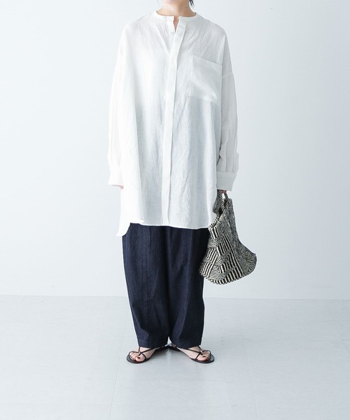 【極美品】かぐれ リネン ラミー ギャザーブラウス シャツ チュニック 極美品】かぐれ リネン ラミー ギャザーブラウス シャツ