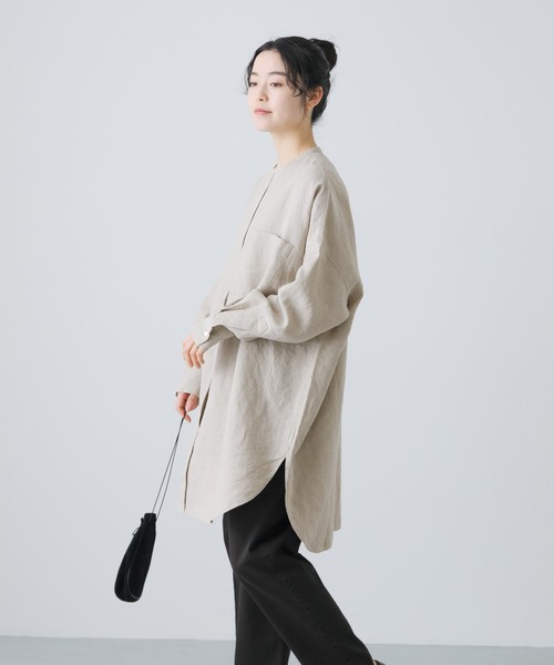 かぐれ ブラウス シャツ リネンチュニックシャツ レディース