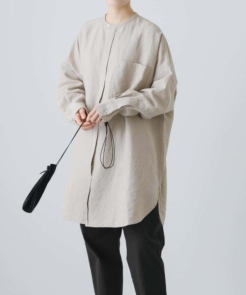 かぐれ ブラウス シャツ リネンチュニックシャツ レディース