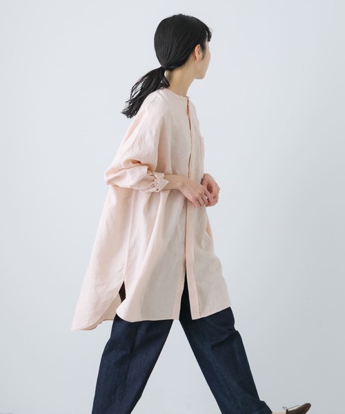 かぐれ ブラウス シャツ リネンチュニックシャツ レディース