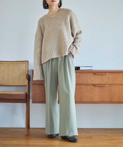 「Reurie'」 Vネックニット FREE ピンク レディース_画像4