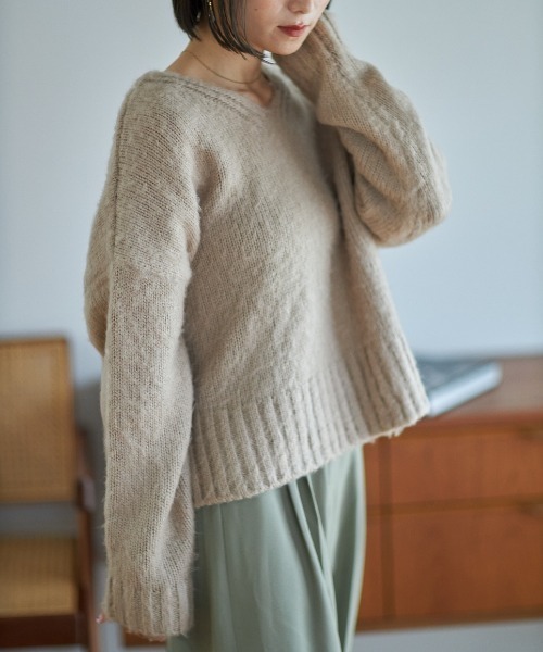 「Reurie'」 Vネックニット FREE ピンク レディース_画像6