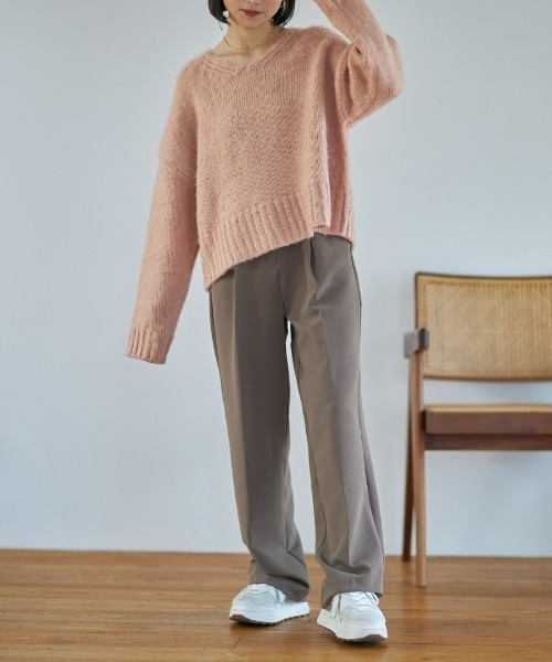 「Reurie'」 Vネックニット FREE ピンク レディース_画像9