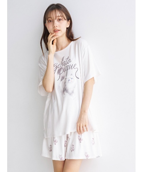 gelato pique パジャマ ルームウェア CAT柄ショートパンツ