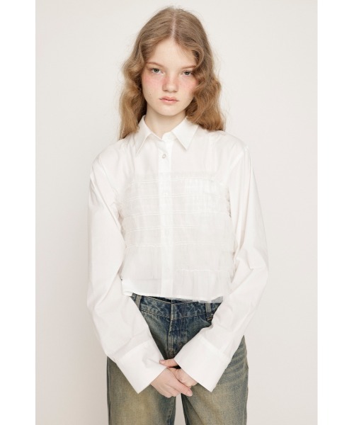 SLY ブラウス シャツ GATHER TULLE LACE SH 2P ギャザー