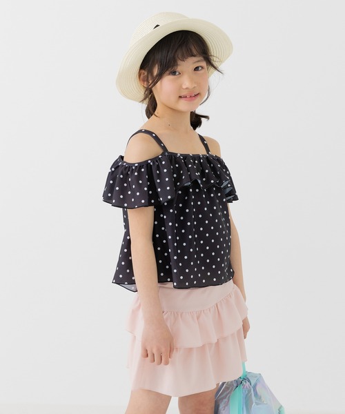 chil2 水着 フリル オフショルダー 水着セットアップ キッズ
