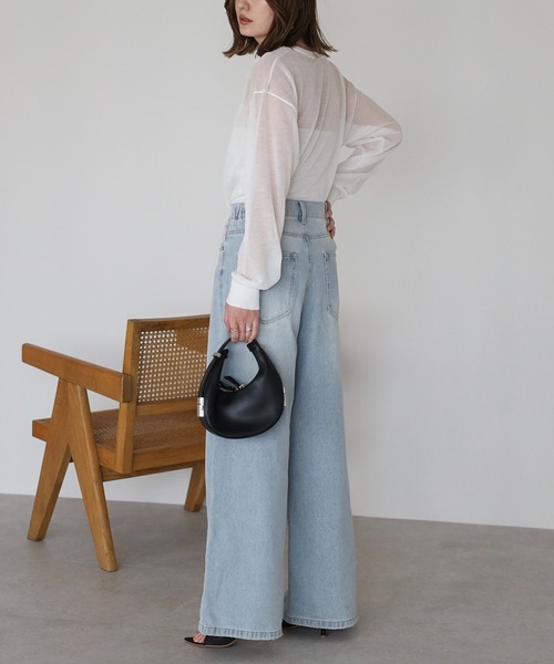 ボンジュールサガン BONJOUR SAGAN [SET]クルーネックラメシアーコンパクトカーディガン2点セット （NAVY×LIGHT-YELLOW ボンジュールサガン BONJOUR SAGAN [SET]クルーネックラメシアー
