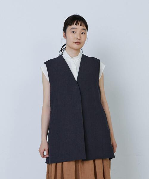 ベスト ジレ グランジリネンバックコンシャスベスト レディース