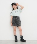 ワイドパンツ パンツ キッズ デニムハート釦シ...の詳細画像1