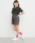 ワイドパンツ パンツ キッズ デニムハート釦シ...の詳細画像5