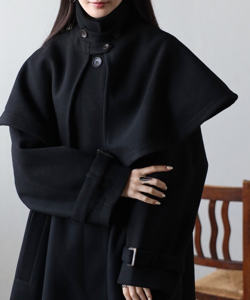 Sサイズ　ブラック　コート SL】ウールブレンド ラグランダブルチェスターコート/ブラック/RE
