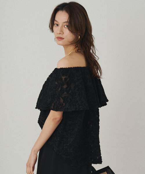ブラウス シャツ 「気映え/二の腕カバー」フリルオフショル2WAYブラウス レディース Loungedress ブラウス シャツ 「気映え/二の腕カバー」フリル