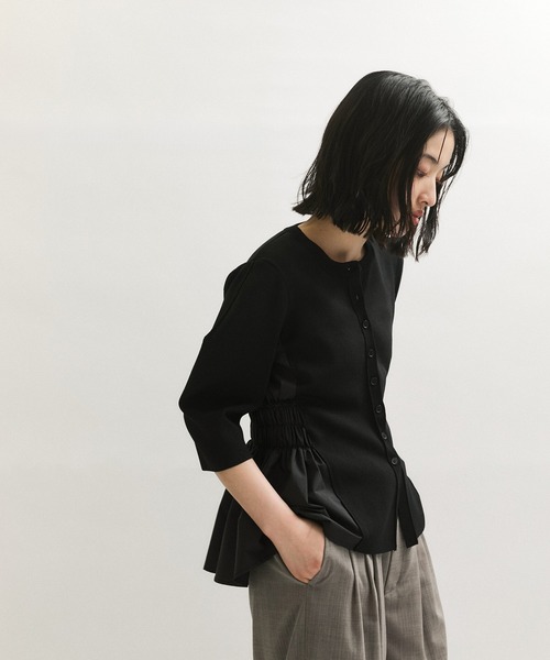 ADAM ET ROPE' カーディガン ペプラムシャツコンビカーディガン