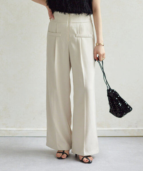 Thevon（ゼヴォン） パンツ ウエストジップタックパンツ レディース