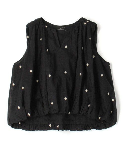 ne Quittez pasヌキテパ　コットンブラウス　黒 ne Quittez pas ヌキテパ ブラウス COTTON ORGANZA BALLOON TOP