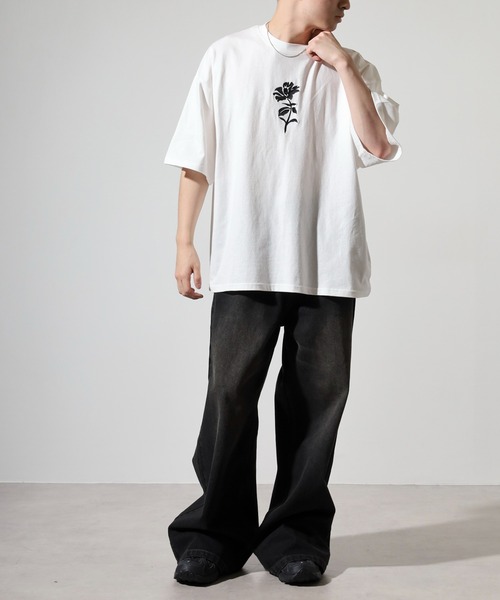 gram. tシャツ 刺繍＆プリントデザインコットンTシャツ メンズ