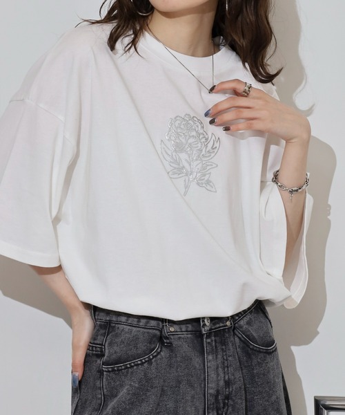 gram. tシャツ 刺繍＆プリントデザインコットンTシャツ メンズ