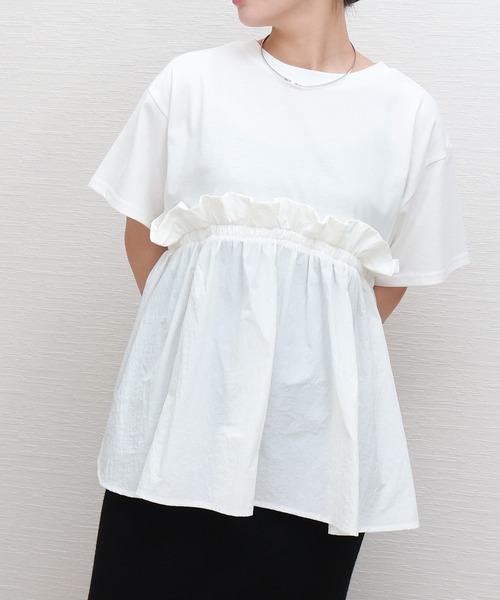 libelle more（リベル モア） tシャツ フリル切り替えペプラム半袖T