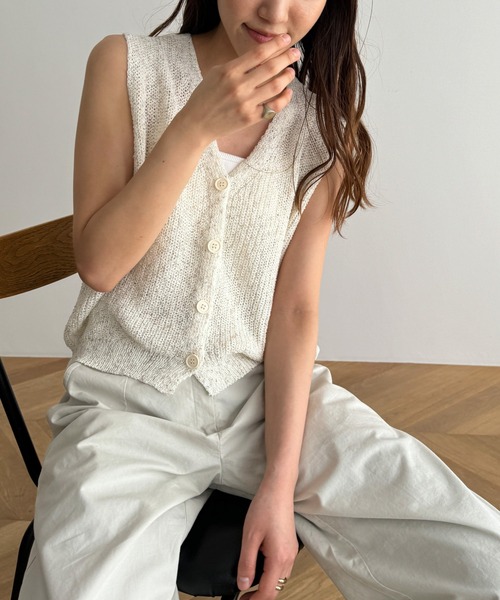 「CANAL JEAN」 ベスト ONE SIZE アイボリー レディース