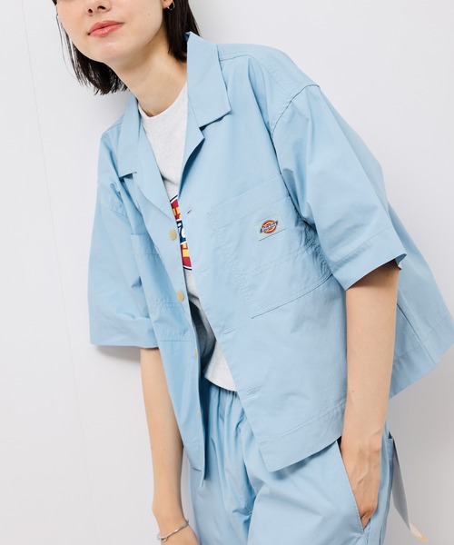 ブラウス シャツ 「Dickies」コットンダンプクロップドシャツ レディース