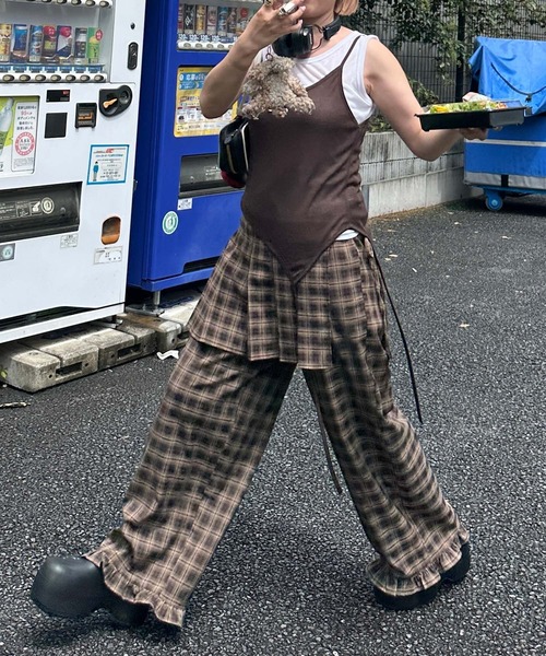 新品タグ付き　ALLEY TOKYO ふりふりシアーパンツ　フリル Alley Tokyo パンツ フリフリのチェックパンツとプリーツの巻くやつの