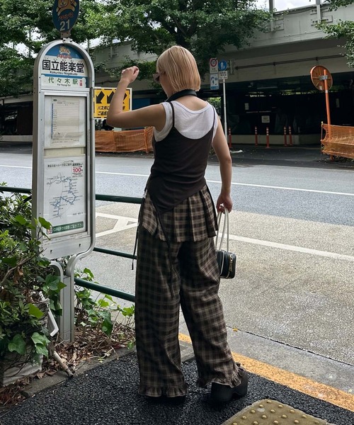 Alley Tokyo パンツ フリフリのチェックパンツとプリーツの巻くやつの