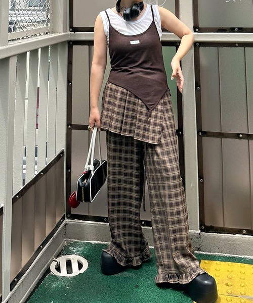 Alley Tokyo パンツ フリフリのチェックパンツとプリーツの巻くやつの