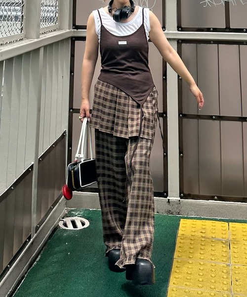 Alley Tokyo パンツ フリフリのチェックパンツとプリーツの巻くやつの