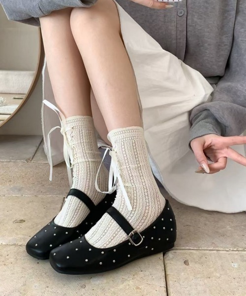 メゾンドフルール エトワール気取るバレエシューズ パンプス L スクエアトゥフラットやわらかバレエパンプス☆3542[品番：SFWS0000313