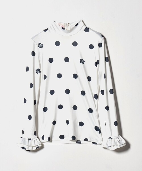 tシャツ 「VIVIANO」ラッフルスリーブ ドットトップス レディース