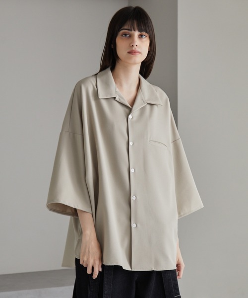 「cussil」 半袖シャツ L グレイッシュベージュ メンズ_画像9