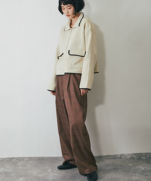 スラックス パンツ 先染めチェックタックパンツ レディース : ZOZOTOWN