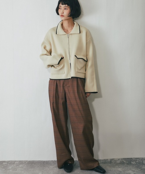 パラスパレス 先染チェック 14W コーデュロイ はんぱ丈 パンツ スラックス パンツ 先染めチェックタックパンツ レディース : ZOZOTOWN