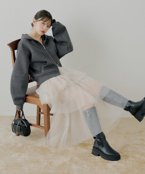 Chico（チコ） スカート ランダムチュールフレアスカート : ZOZOTOWN