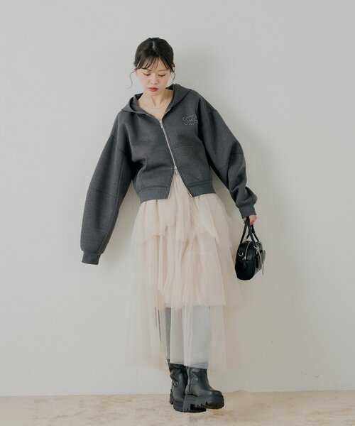 Chico（チコ） スカート ランダムチュールフレアスカート : ZOZOTOWN